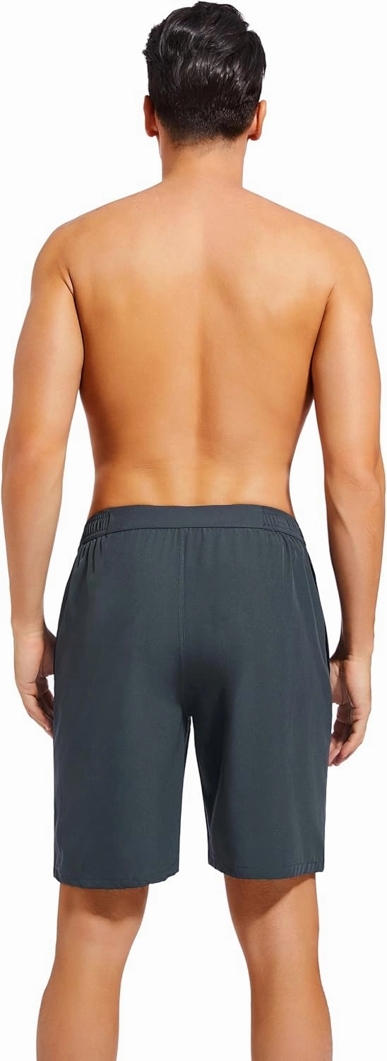 difficort Mens Swim Trunks with Compression Liner 9" Zipper Fly Bathing Suits Quick Dry Swimming Shorts with Zipper Pockets