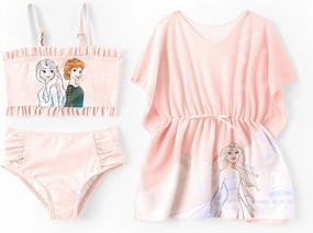 Disney Frozen Elsa Princess Minnie Ariel Girl 3 Piece Swimsuit Bikini Tankini Bathing Suit with Cover Up Set UPF 50  Swimwear