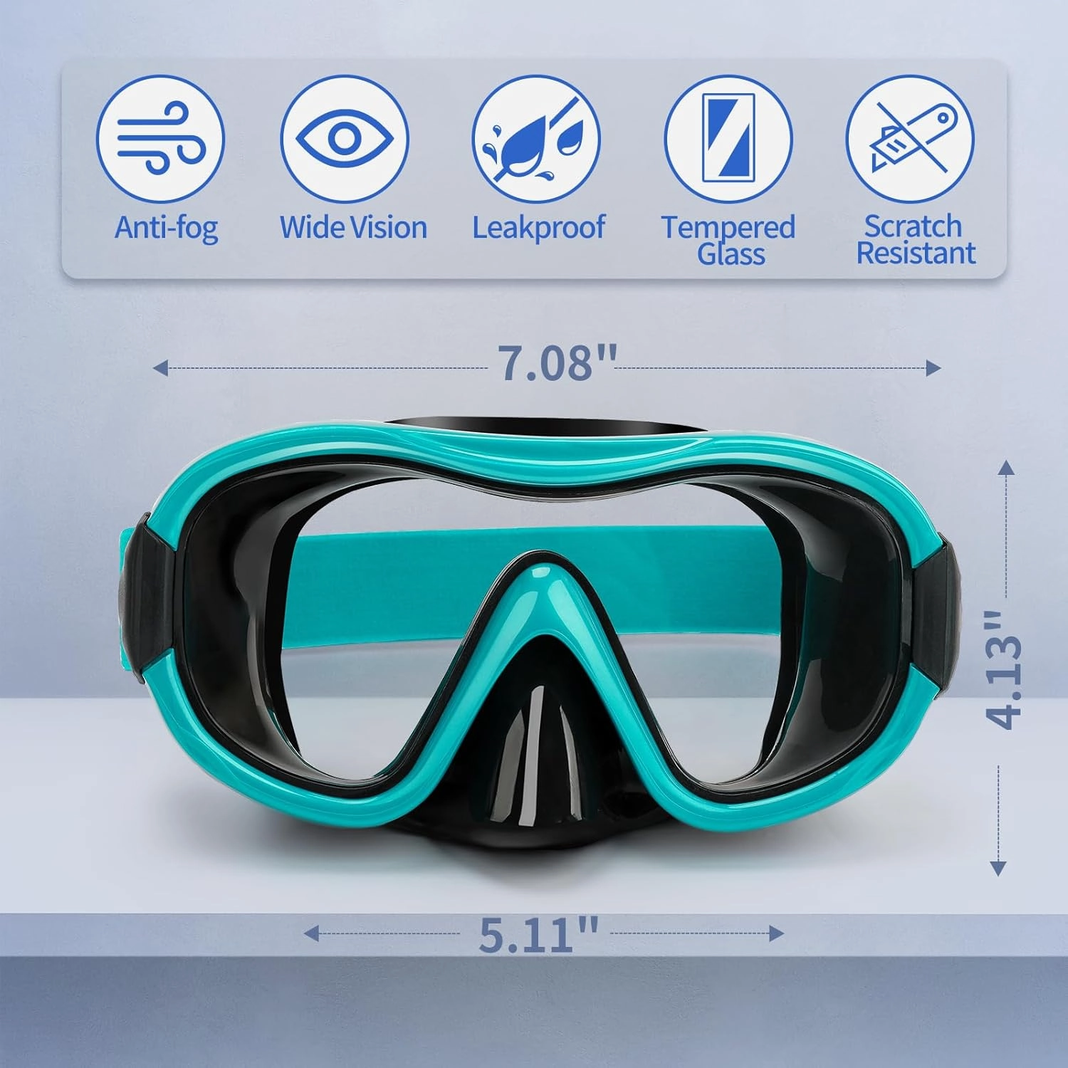 Diving Mask , Professional Anti-Fog Snorkel Goggles, Anti-Leak Swim Mask with Soft Adjustable Strap & Mesh Bag, Earplug