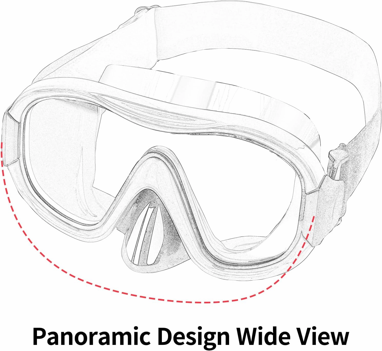 Diving Mask , Professional Anti-Fog Snorkel Goggles, Anti-Leak Swim Mask with Soft Adjustable Strap & Mesh Bag, Earplug