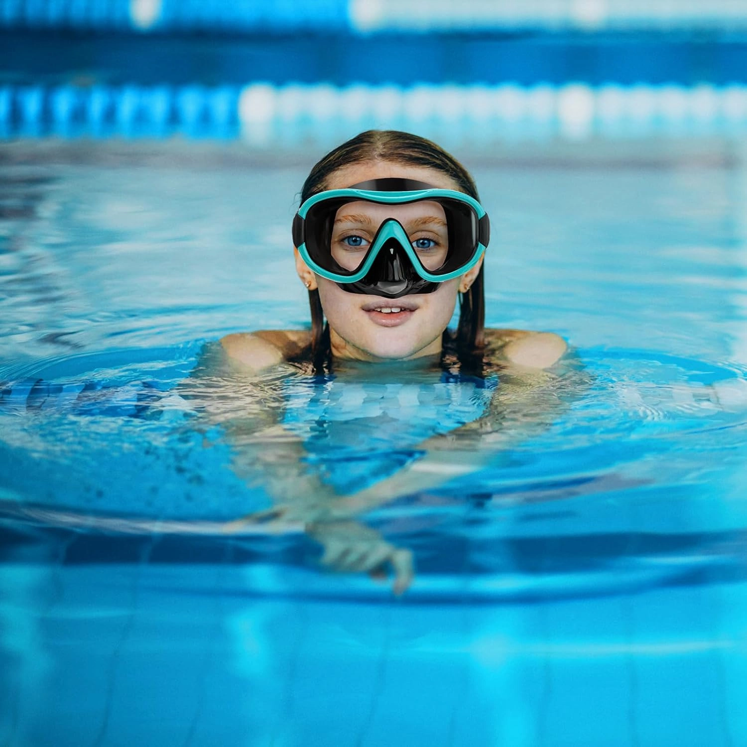 Diving Mask , Professional Anti-Fog Snorkel Goggles, Anti-Leak Swim Mask with Soft Adjustable Strap & Mesh Bag, Earplug