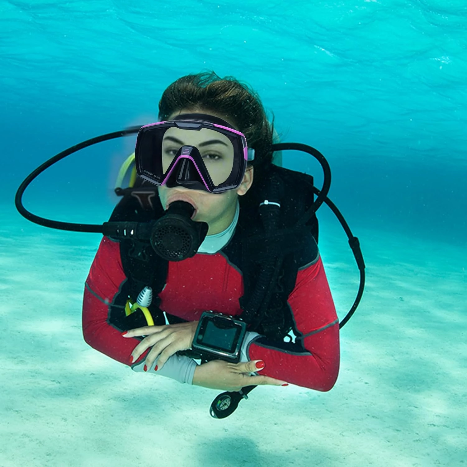 Diving Mask Snorkel Swim Goggles Adult Men Women, Clear Tempered Glass Anti-Fog Swimming Mask Free Diving Scuba Gear
