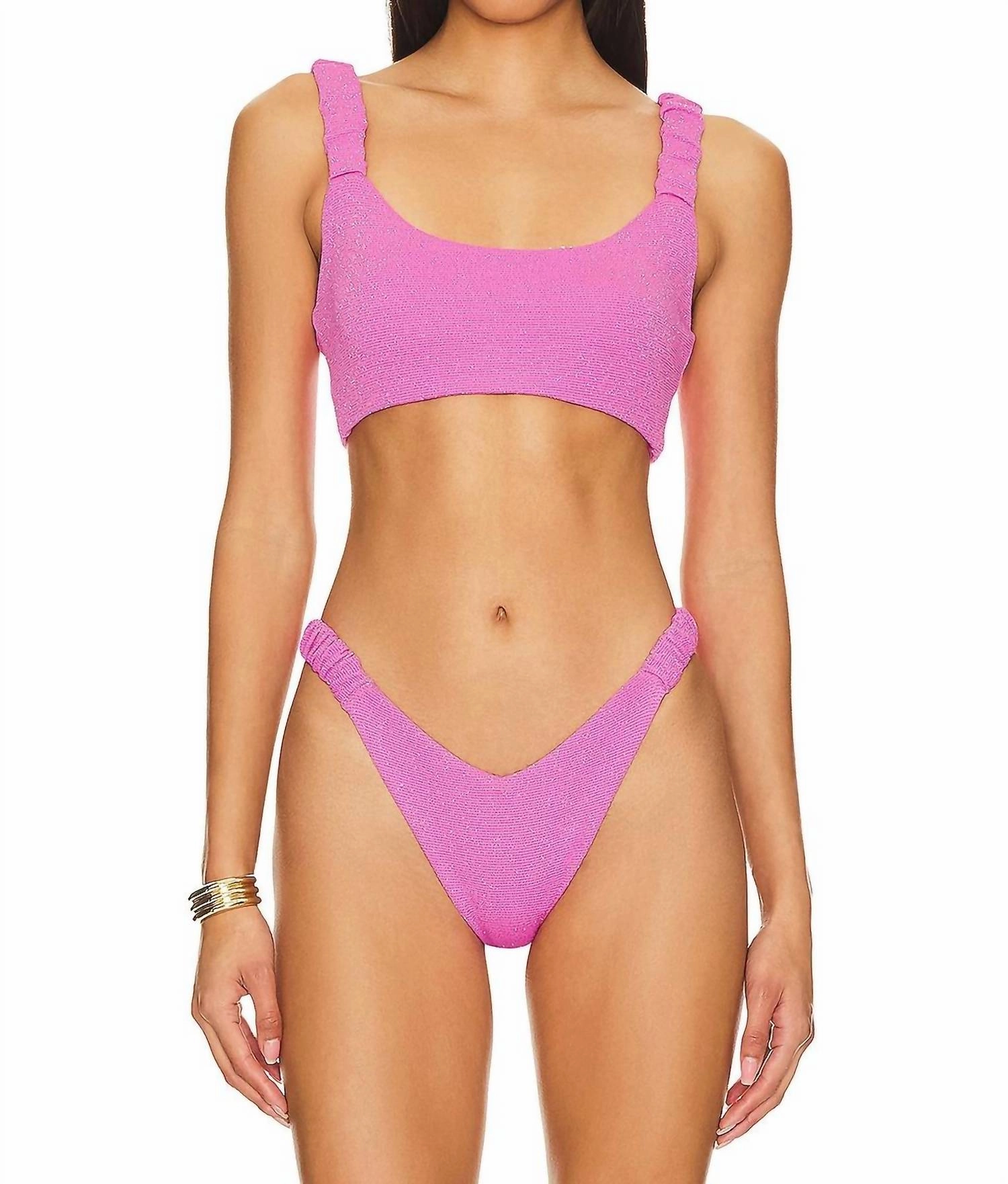 Effie Bikini Top And Bottom Set In Petal Pink Scrunch