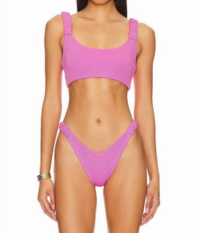 Effie Bikini Top And Bottom Set In Petal Pink Scrunch