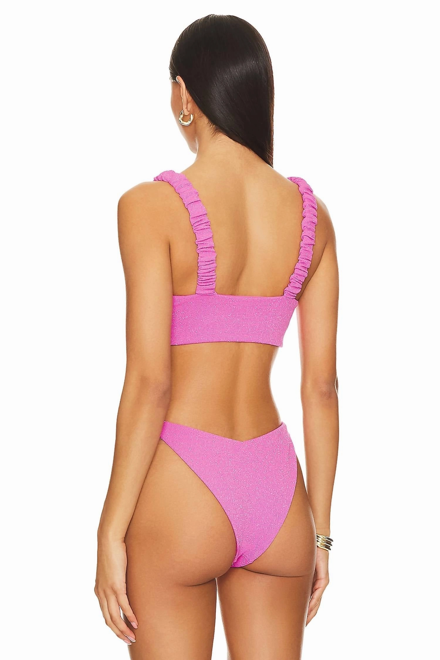 Effie Bikini Top And Bottom Set In Petal Pink Scrunch