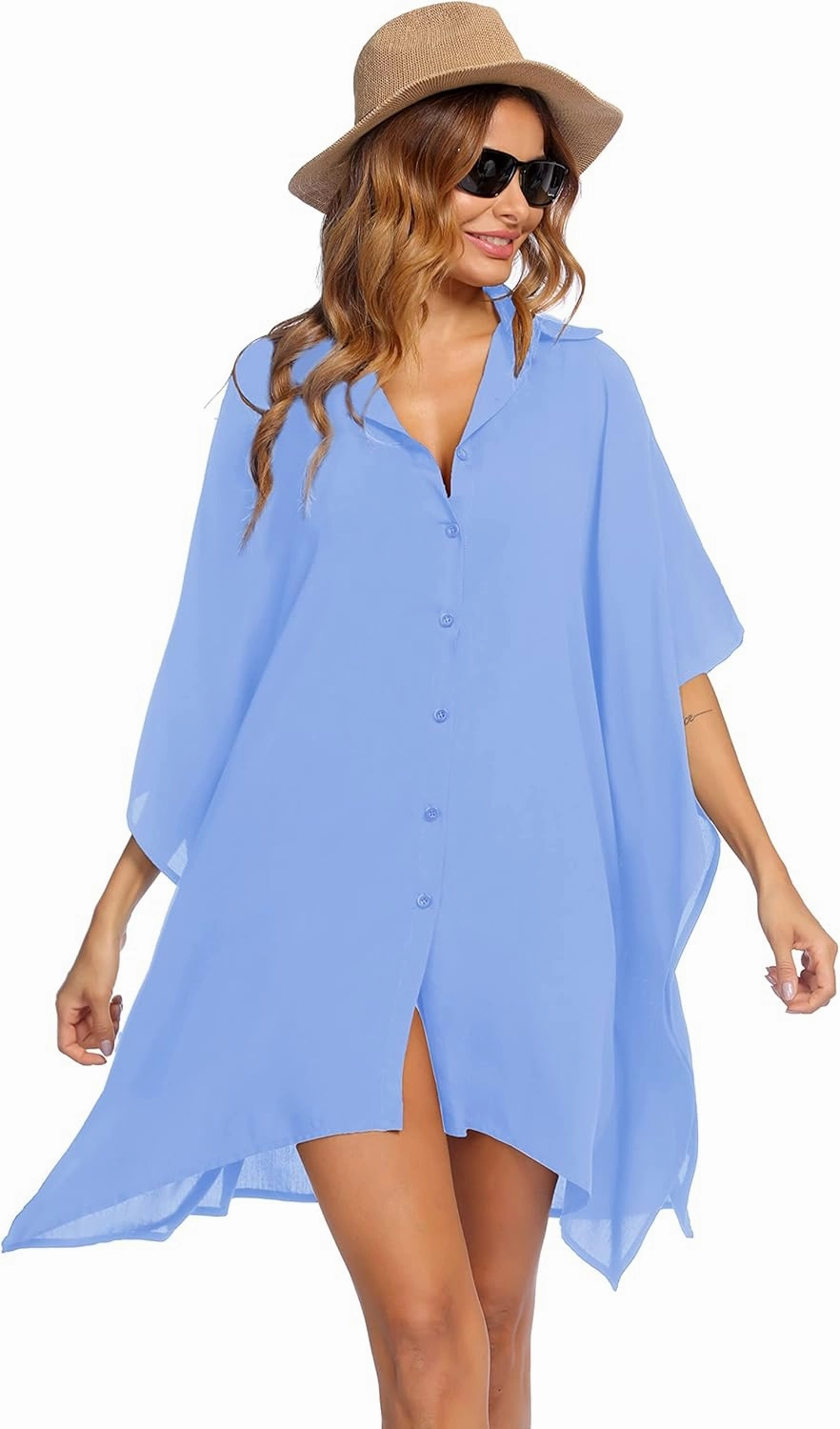 Ekouaer Beach Shirt Coverups for Women Button Down Bathing Suit Coverups for Swimwear