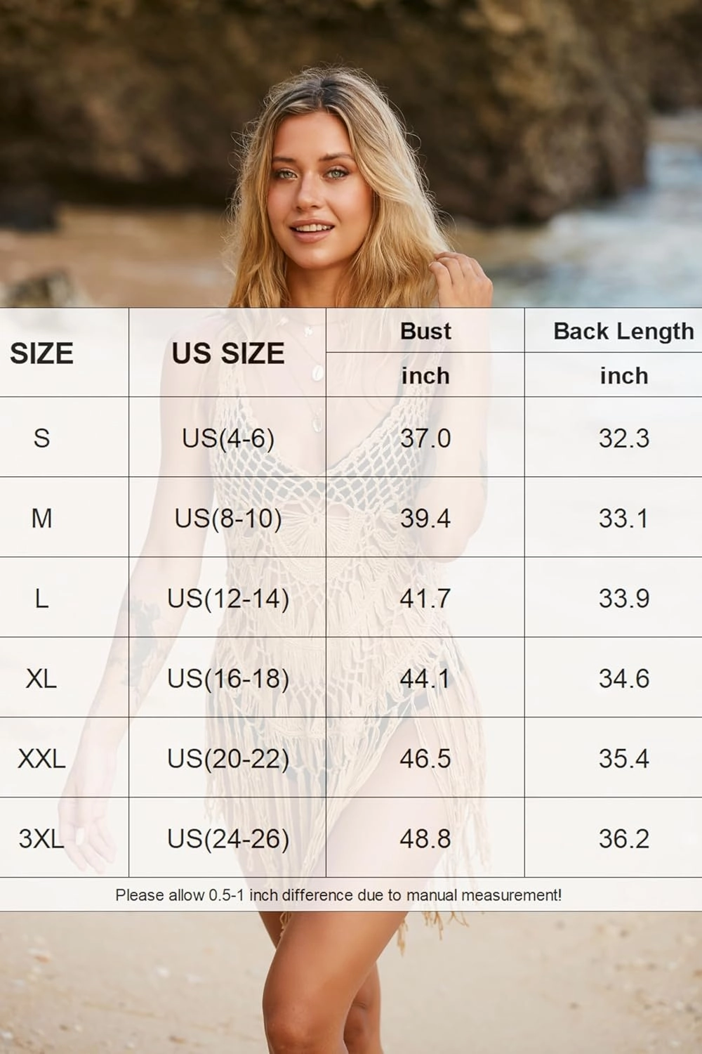 Ekouaer Beach Swimsuit Cover Up Women Crochet Bikini Coverups Summer Pool Swimwear Tassel Dress