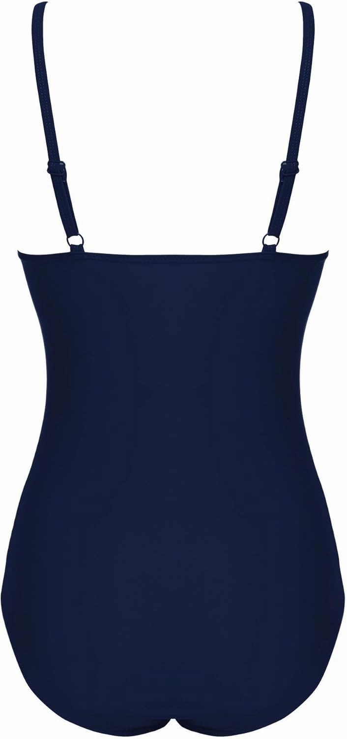 Ekouaer Women's One Piece Swimsuit Ruched Tummy Control Bathing Suits Vintage Retro Push Up Swimwear