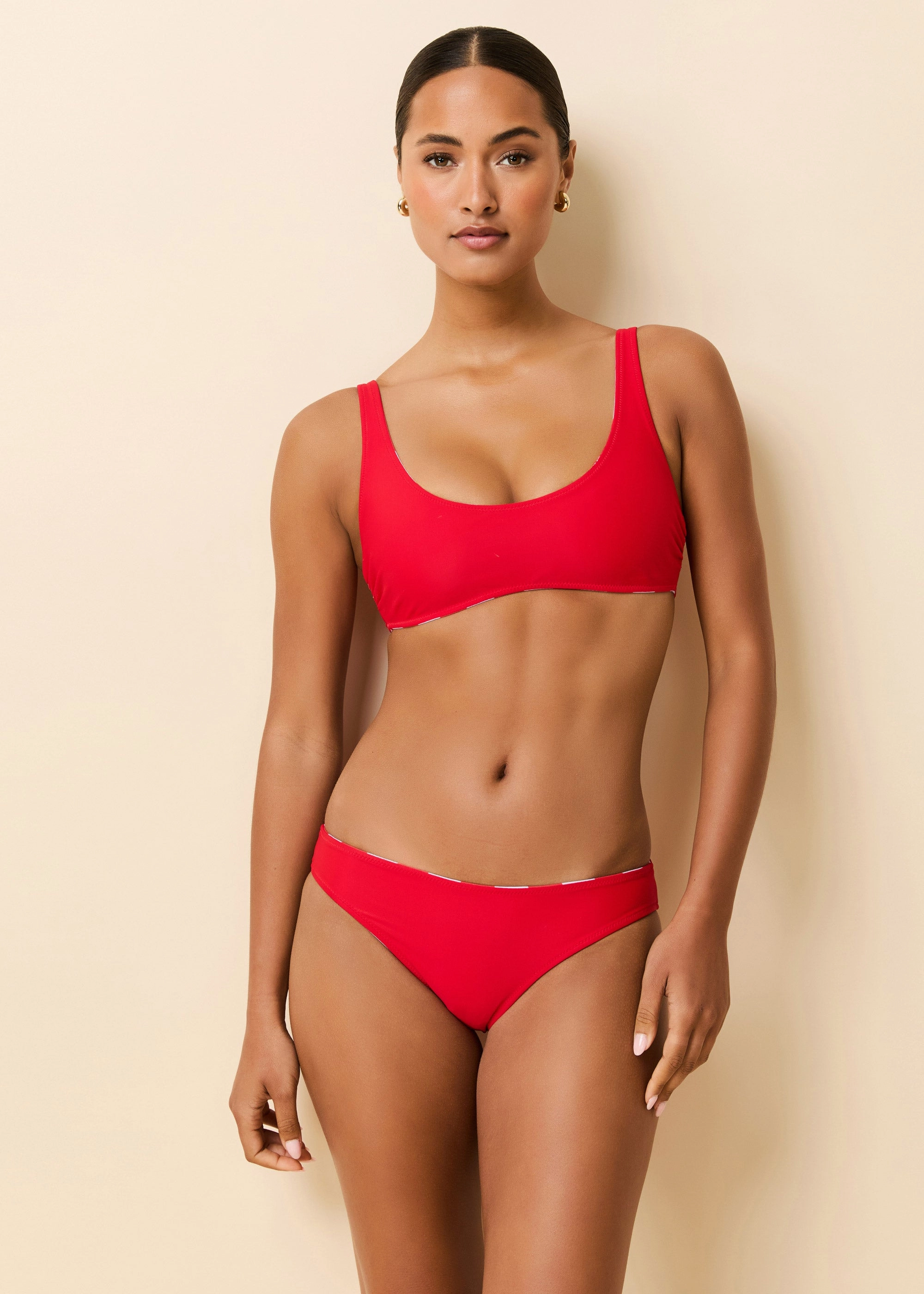 Elle Reversible Bikini Bottom Lipstick Red / Lavender