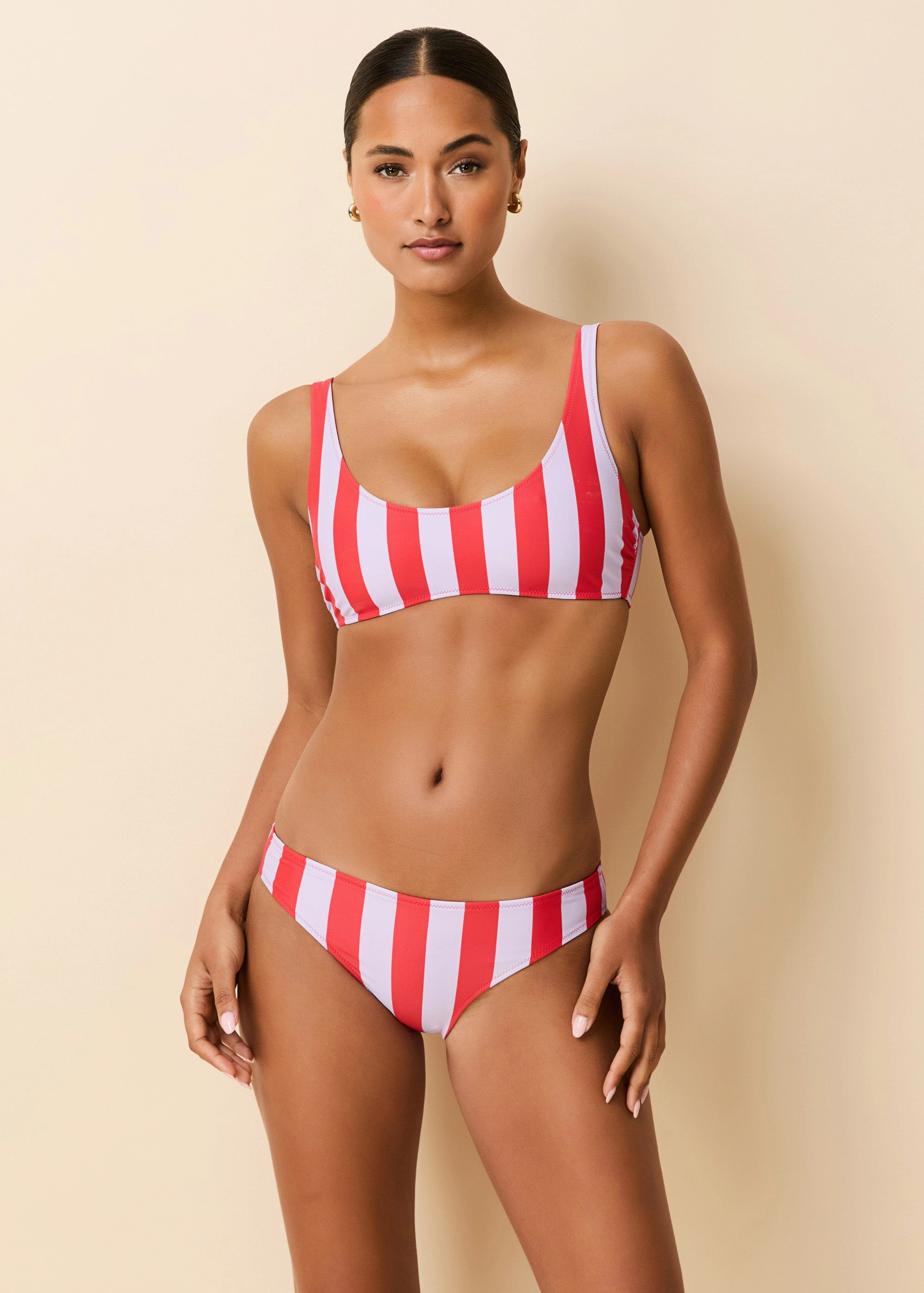 Elle Reversible Bikini Bottom Lipstick Red / Lavender