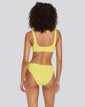 Elle Ribbed Bikini Bottom Chartreuse