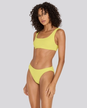Elle Ribbed Bikini Top Chartreuse