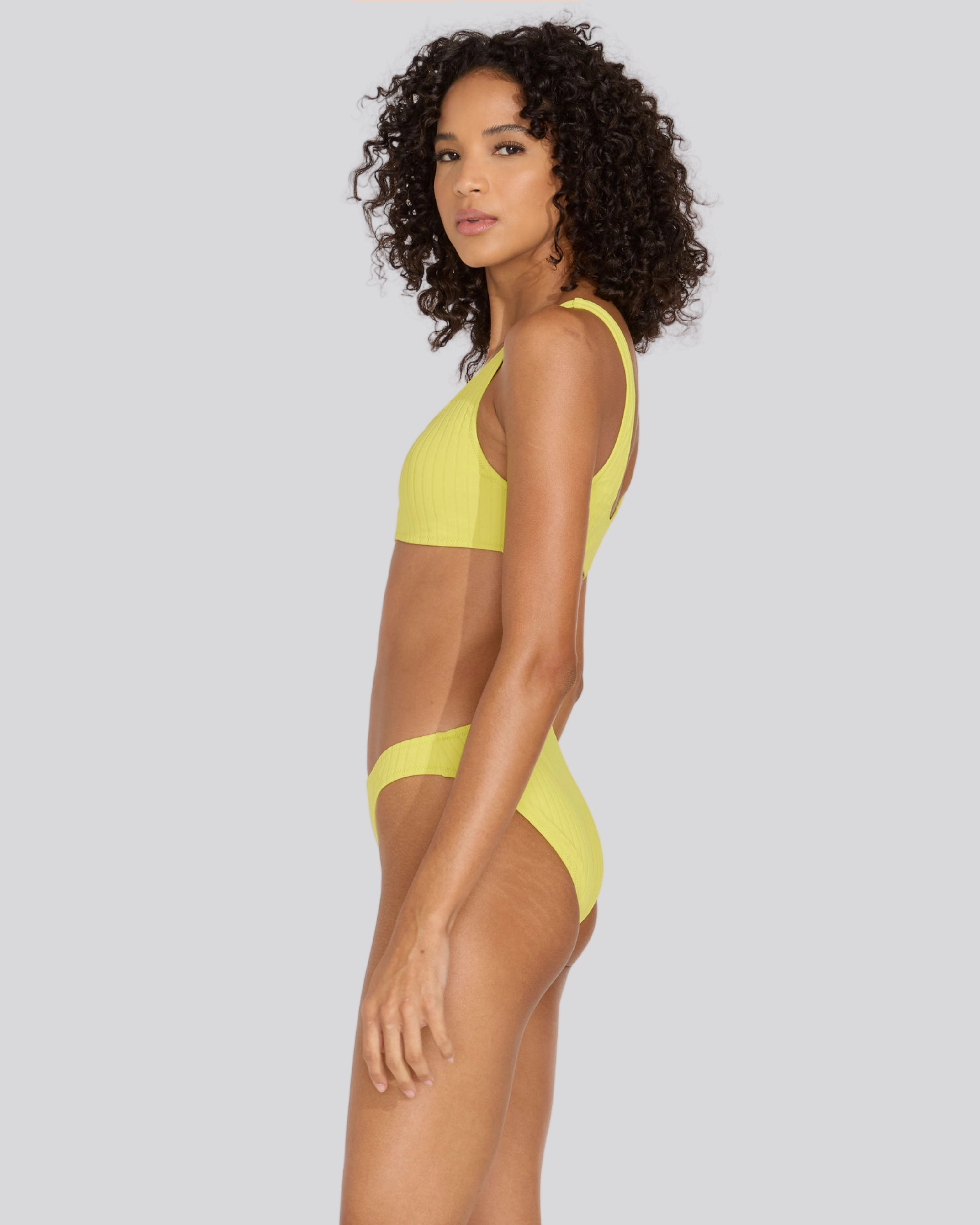 Elle Ribbed Bikini Top Chartreuse