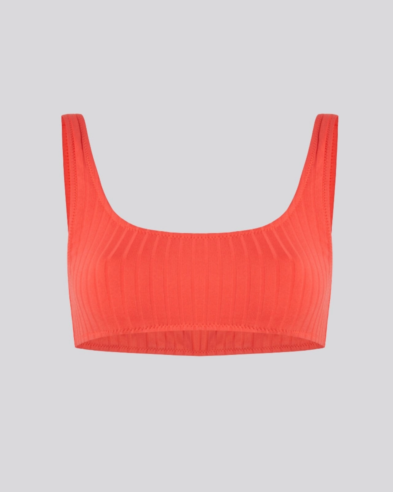 Elle Ribbed Bikini Top Hot Coral