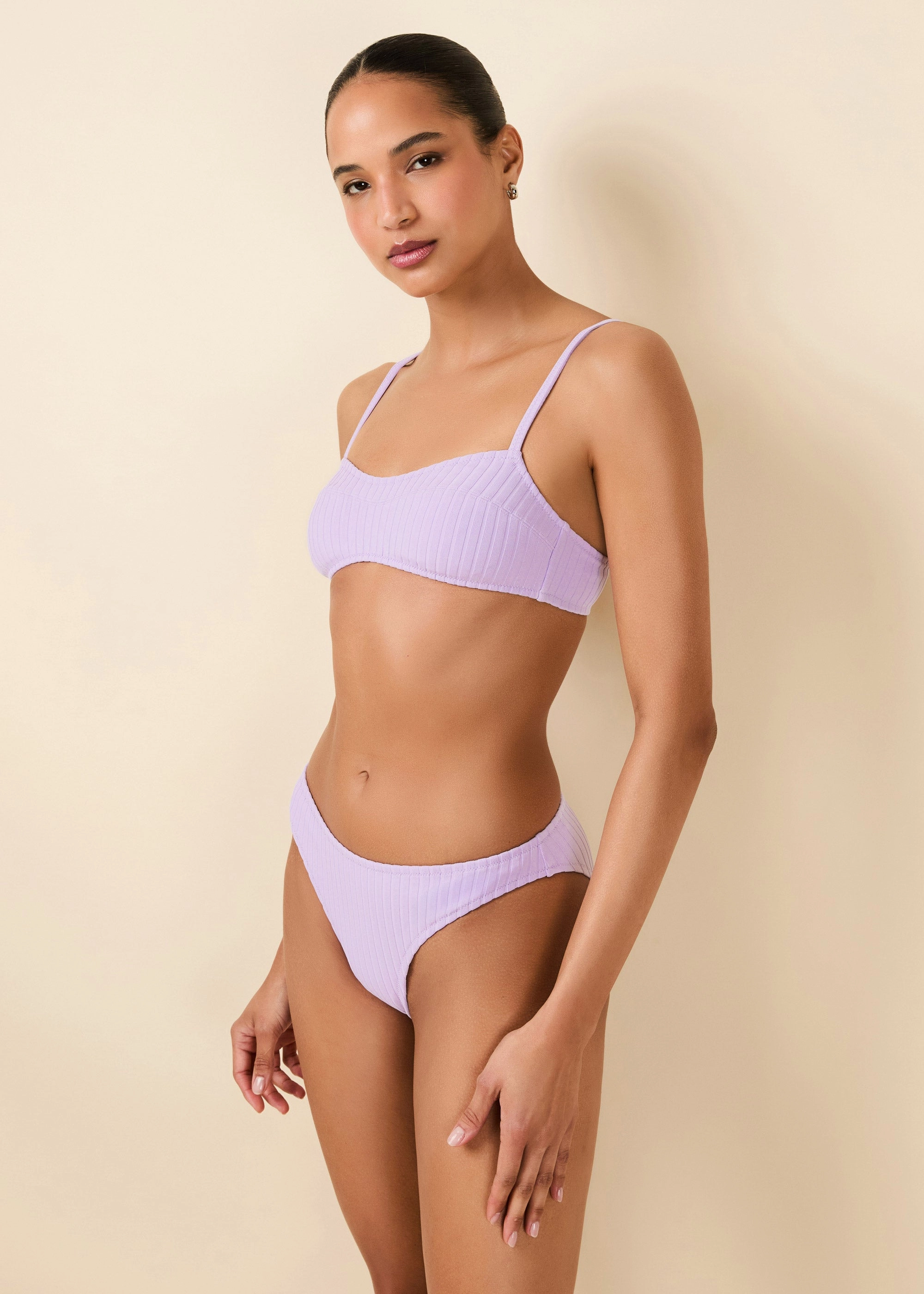 Elsa Ribbed Bikini Top Lavender