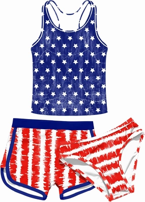 Enlifety 8-15T Kids Girls Swimsuit 3 Piece Bathing Suit Tankini with Shorts