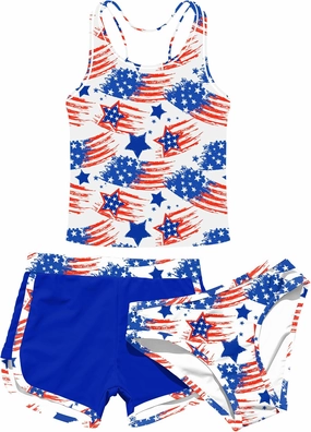 Enlifety 8-15T Kids Girls Swimsuit 3 Piece Bathing Suit Tankini with Shorts