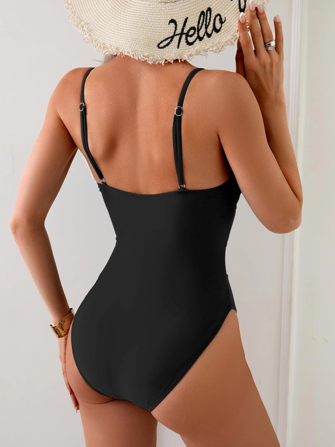 Eomenie One Piece Swimsuit for Women Cutout Monokini Sexy Bathing Suit Metal Swim Suit