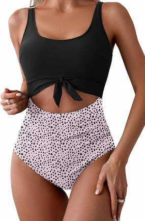 Eomenie Women's One Piece Swimsuit Tummy Control Slimming Bathing Suit Cutout Tie Knot Swimwear