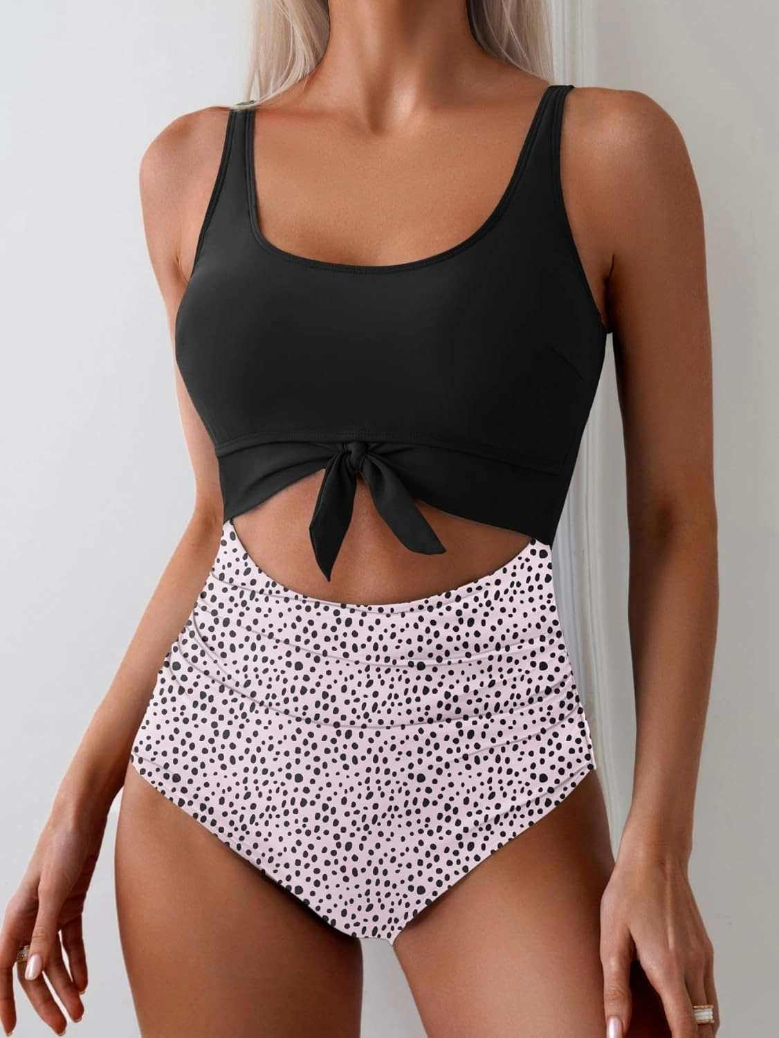 Eomenie Women's One Piece Swimsuit Tummy Control Slimming Bathing Suit Cutout Tie Knot Swimwear