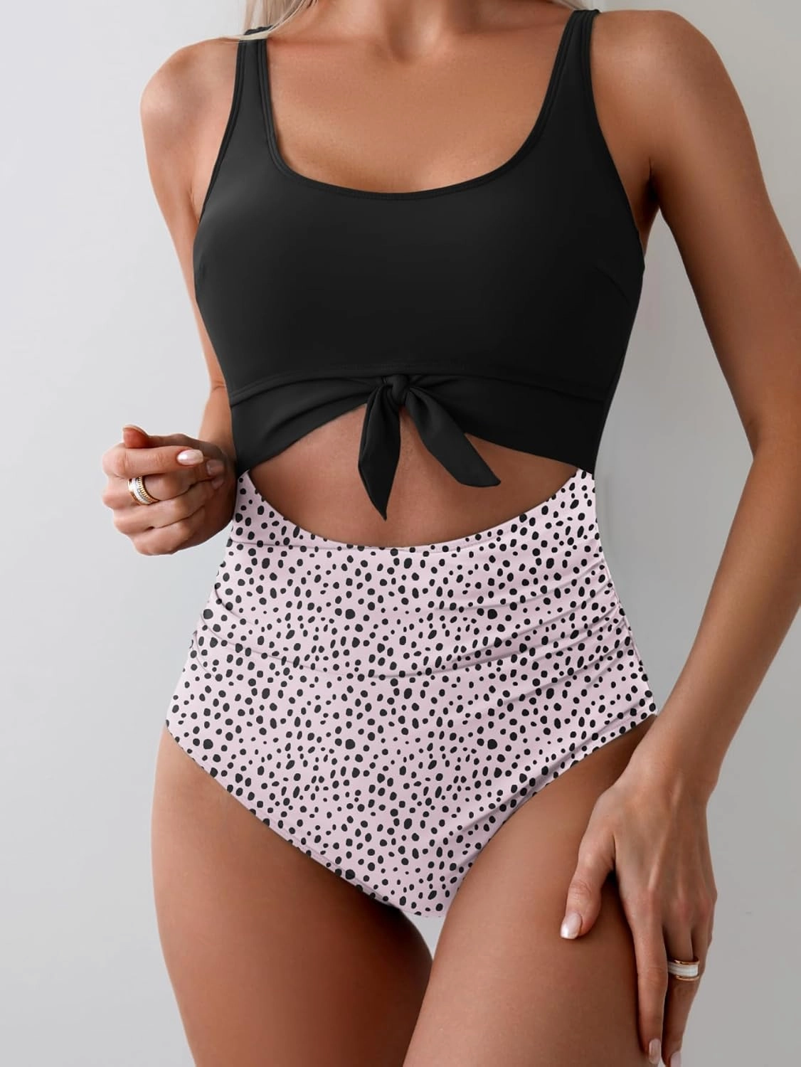 Eomenie Women's One Piece Swimsuit Tummy Control Slimming Bathing Suit Cutout Tie Knot Swimwear