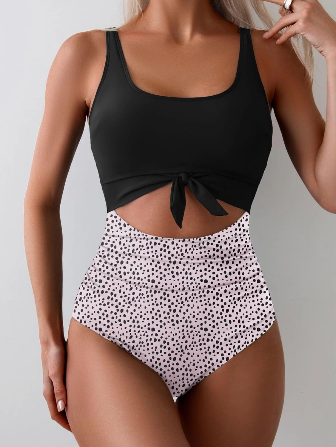 Eomenie Women's One Piece Swimsuit Tummy Control Slimming Bathing Suit Cutout Tie Knot Swimwear