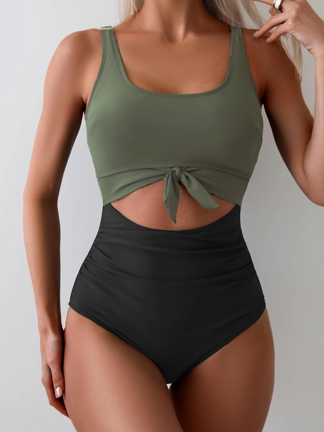 Eomenie Women's One Piece Swimsuit Tummy Control Slimming Bathing Suit Cutout Tie Knot Swimwear