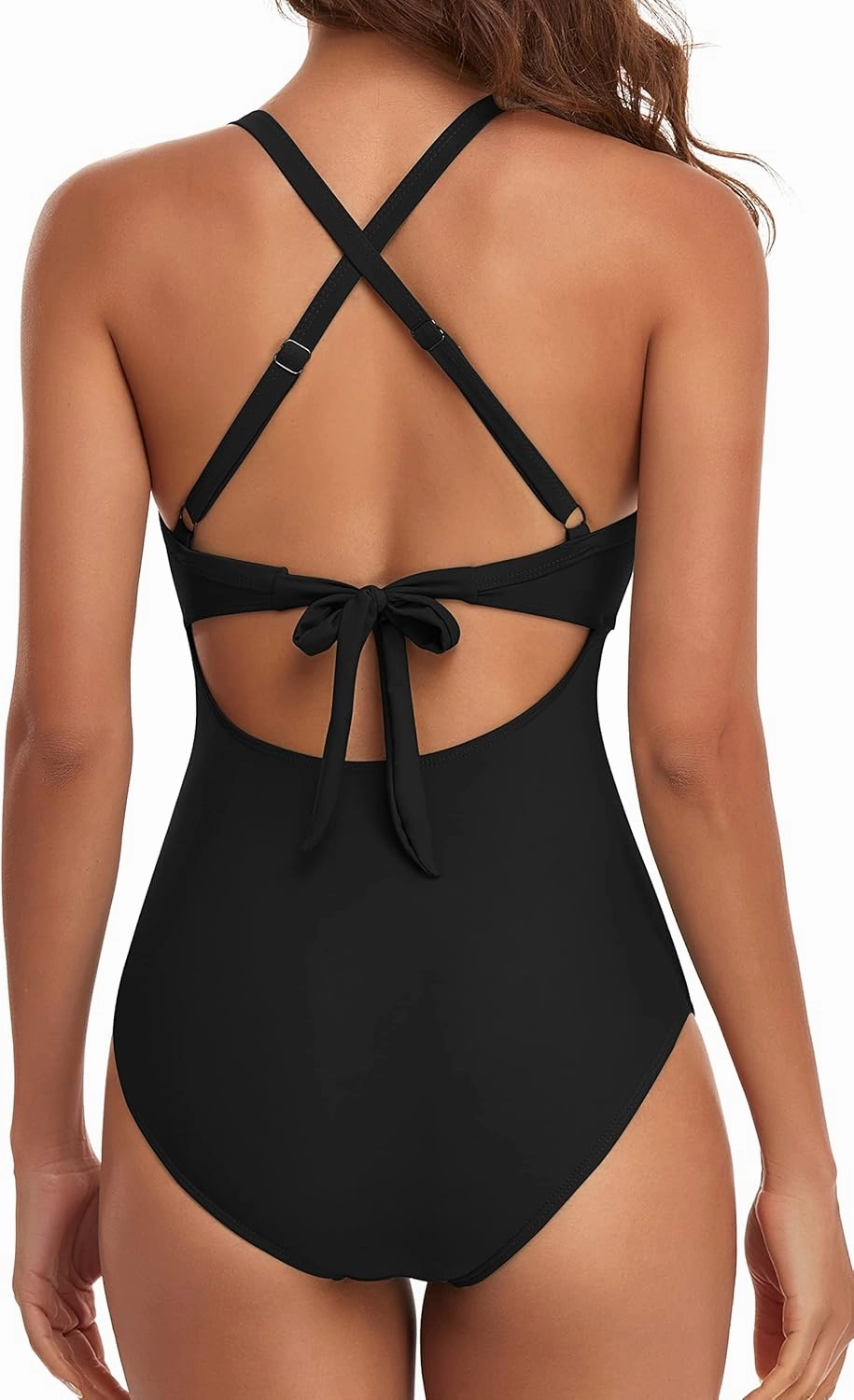 Eomenie Women's One Piece Swimsuits Tummy Control Cutout High Waisted Bathing Suit Wrap Tie Back 1 Piece Swimsuit