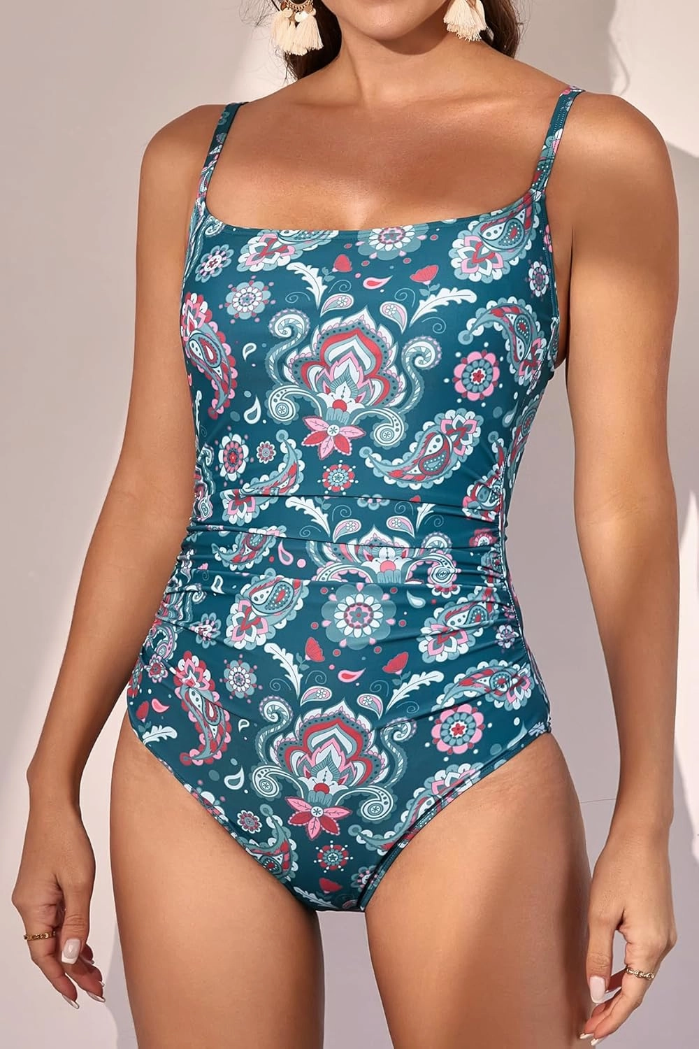 Eomenie Women's One Piece Swimsuits Tummy Control Ruched Bathing Suit 1 Piece Swimwear