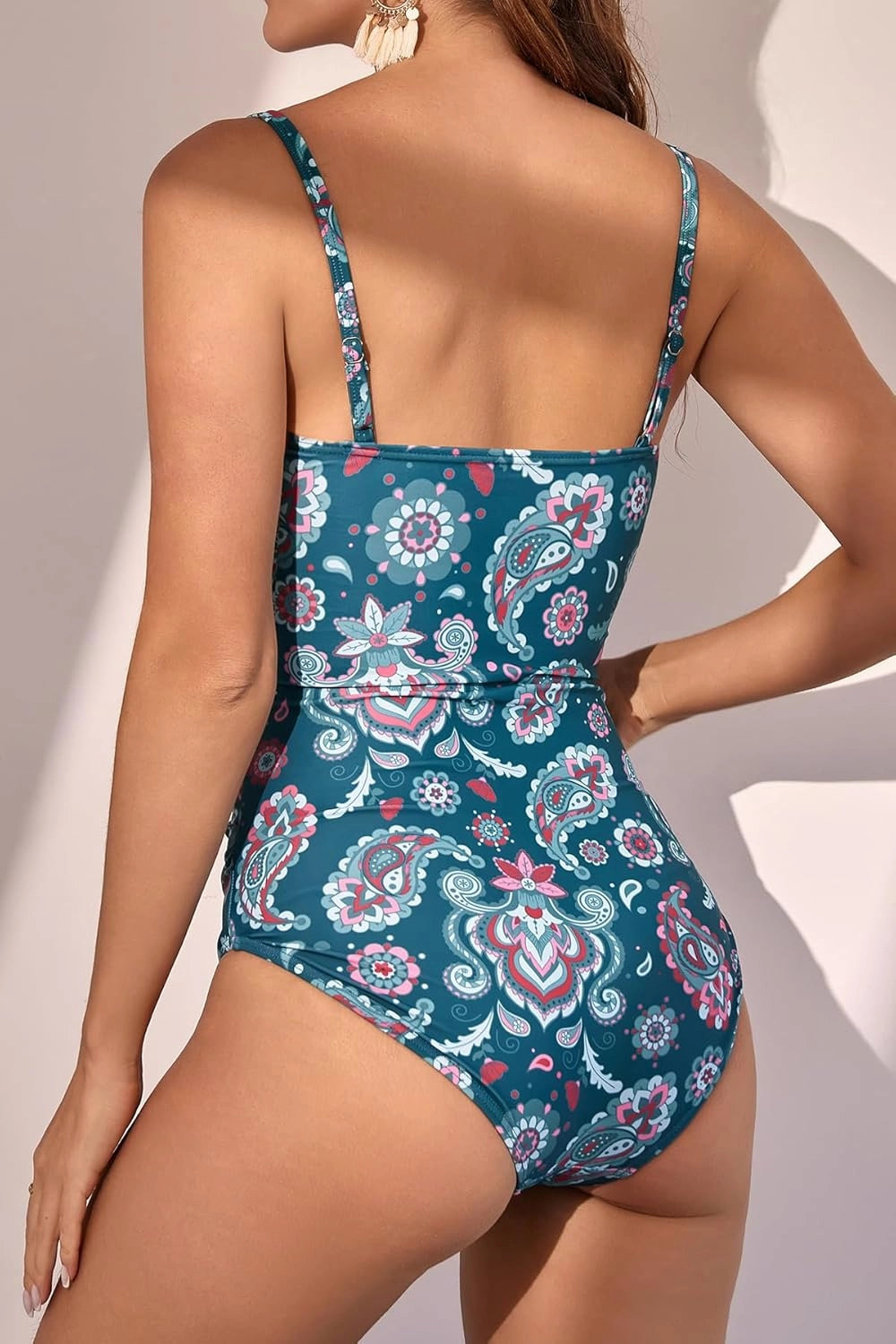 Eomenie Women's One Piece Swimsuits Tummy Control Ruched Bathing Suit 1 Piece Swimwear