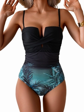 Eomenie Women's Push Up Wrap Front Swimsuit One Piece Tummy Control Bathing Suits Bandeau Support Slimming Swimwear