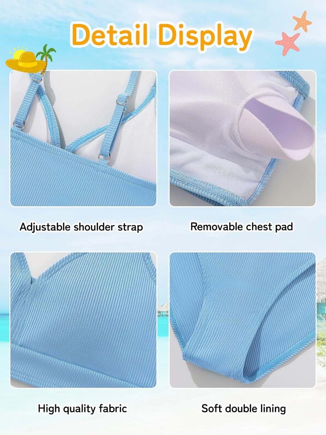 ESHOO Girls Swimsuits Kids 3 Piece Bathing Suit Teen Girls Bikini Swimwear with Drawstring Cover Up Skirt Beach Swimwear