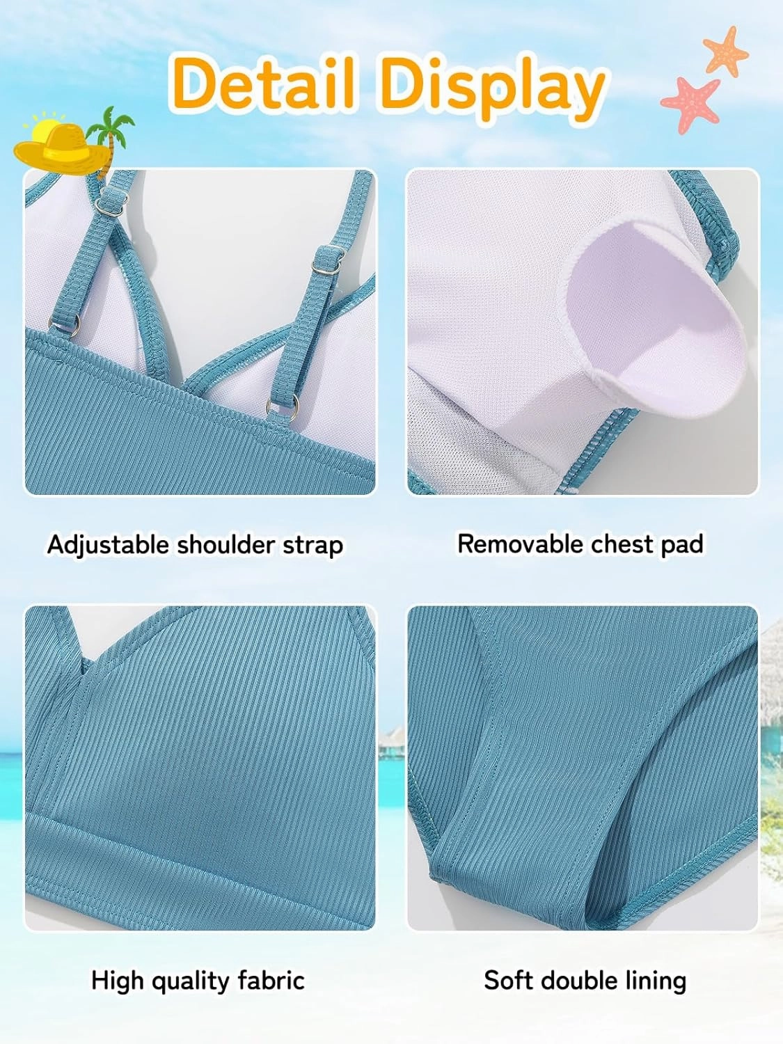 ESHOO Girls Swimsuits Kids 3 Piece Bathing Suit Teen Girls Bikini Swimwear with Drawstring Cover Up Skirt Beach Swimwear