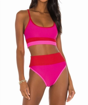 Eva Top In Fuchsia Red Neon Pink
