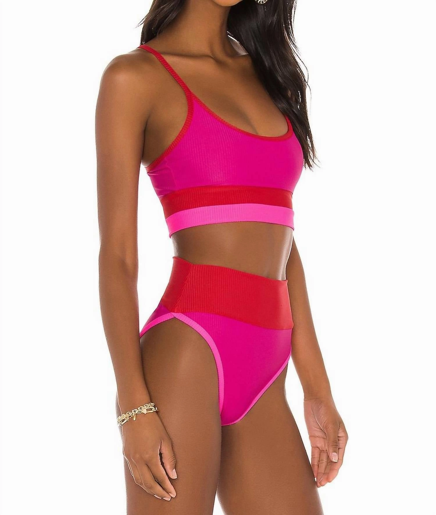 Eva Top In Fuchsia Red Neon Pink