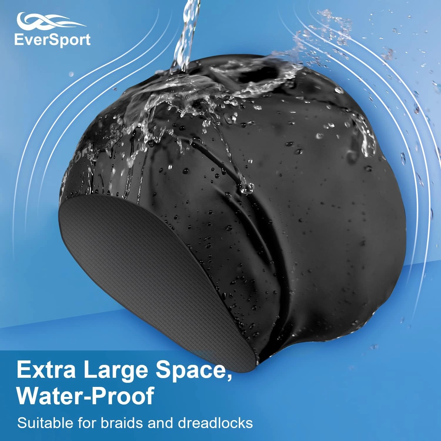EverSport Large Swim Cap for Braids and Dreadlocks, Waterproof Silicone Swimming Cap for Women Men Keep Hair Dry