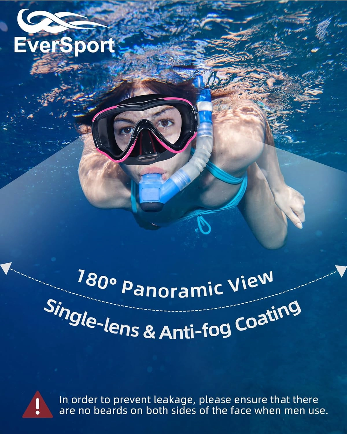 EverSport Swim Goggles Adult with Nose Cover, Anti-fog Clear Diving Mask Wide View No Blurring for Men Women Youth