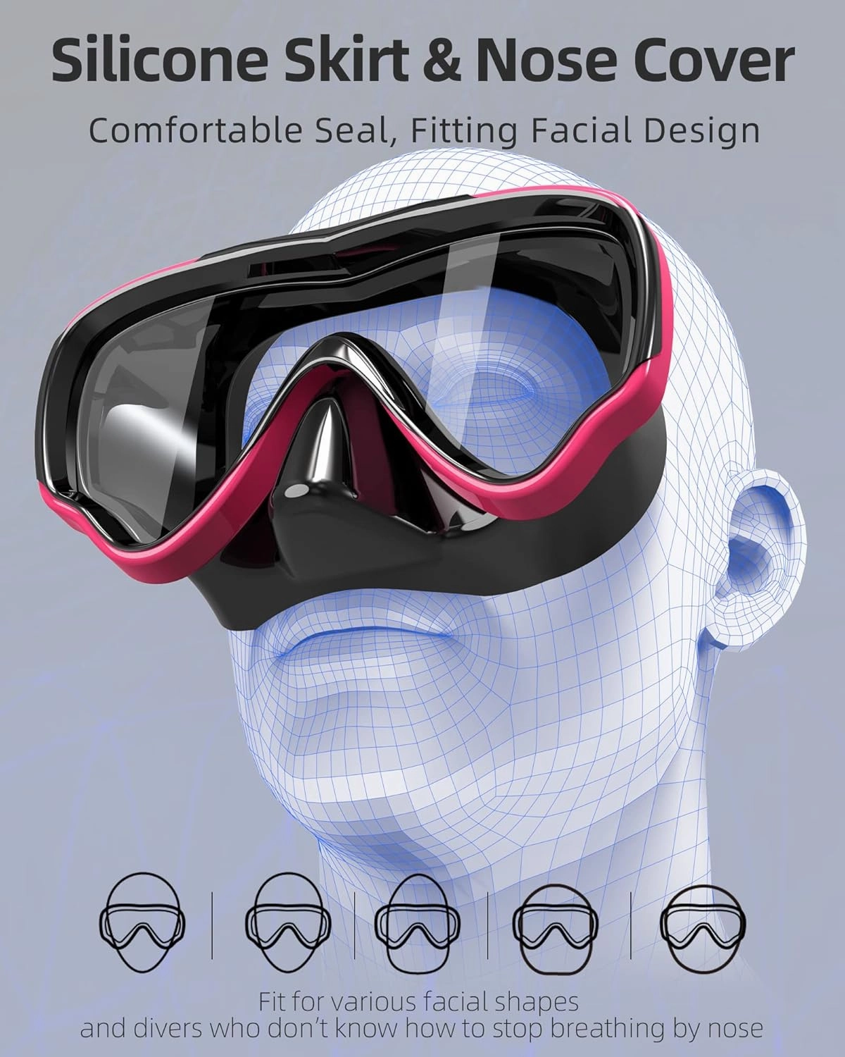 EverSport Swim Goggles Adult with Nose Cover, Anti-fog Clear Diving Mask Wide View No Blurring for Men Women Youth