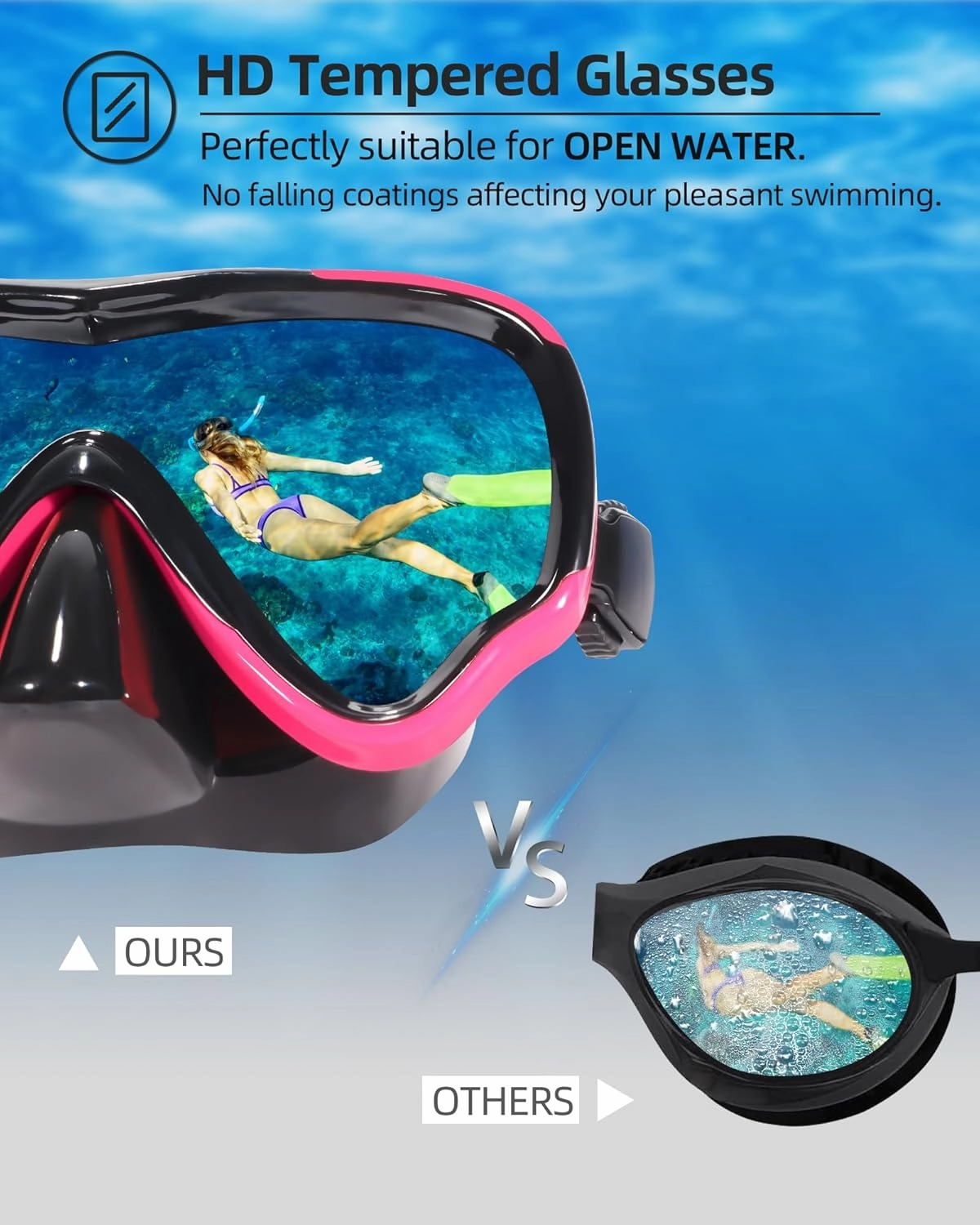 EverSport Swim Goggles Adult with Nose Cover, Anti-fog Clear Diving Mask Wide View No Blurring for Men Women Youth