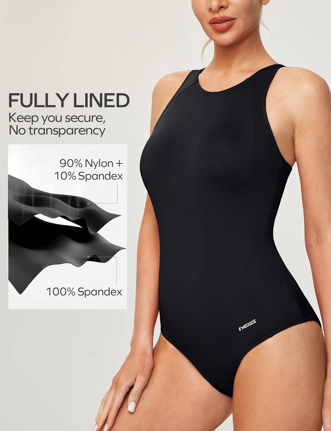 Ewedoos Athletic Swimsuit for Women Adjustable Strap One Piece Swimsuit Racerback Bathing Suit for Women Tummy Control