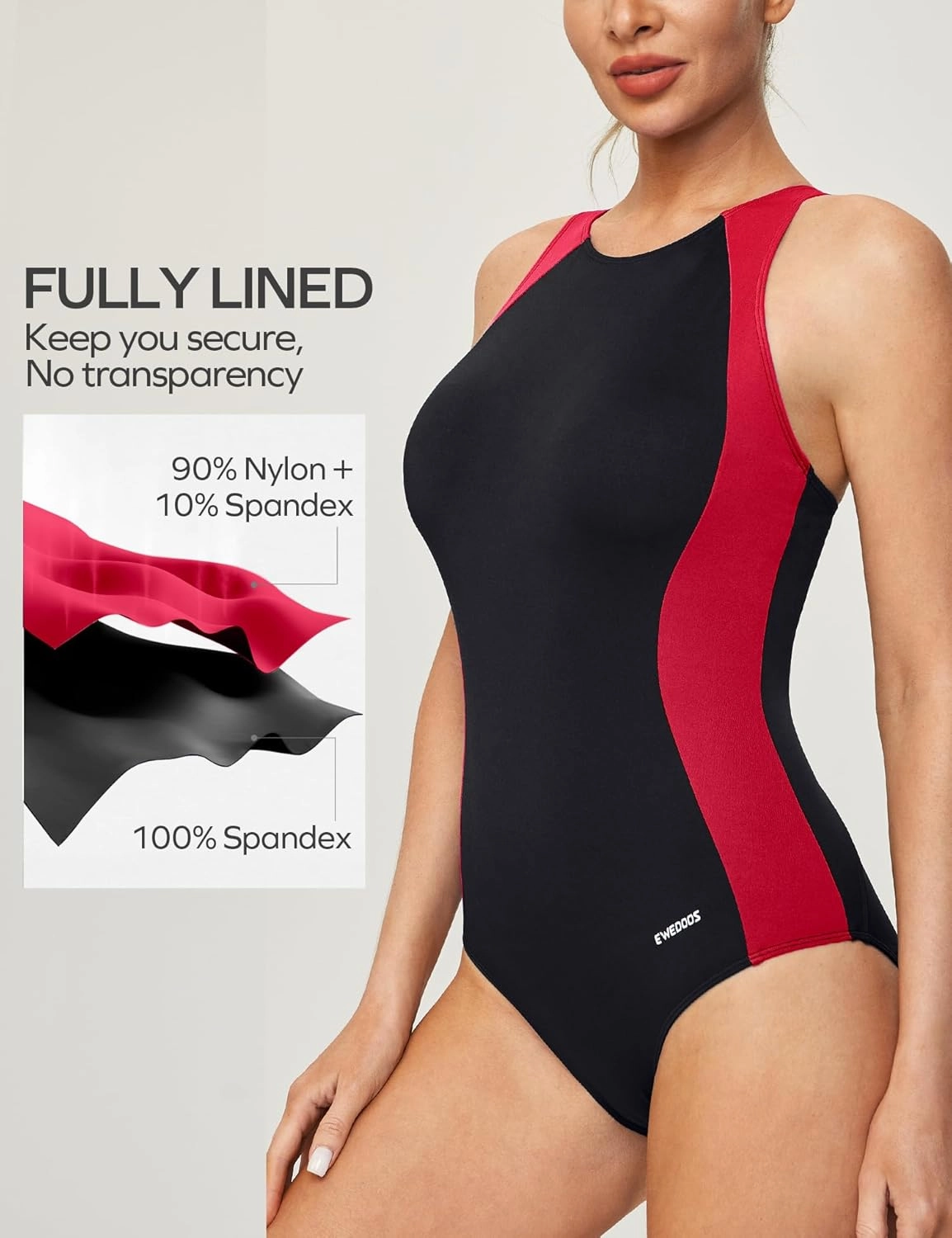 Ewedoos Athletic Swimsuit for Women Adjustable Strap One Piece Swimsuit Racerback Bathing Suit for Women Tummy Control