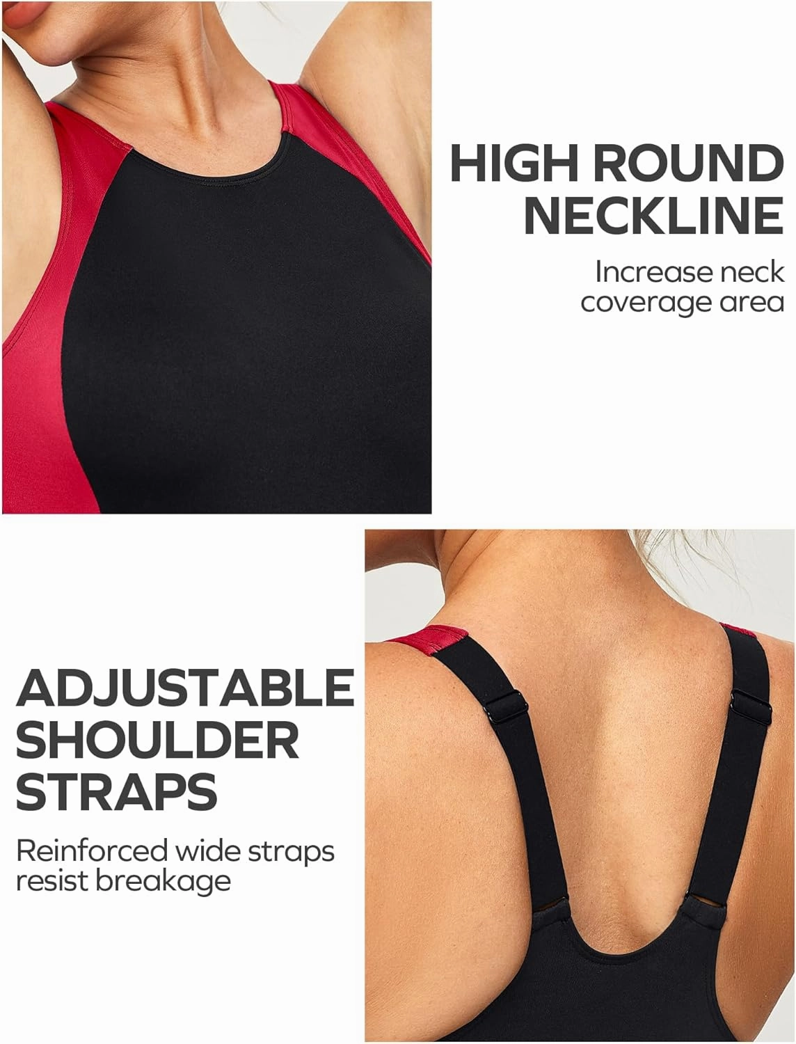 Ewedoos Athletic Swimsuit for Women Adjustable Strap One Piece Swimsuit Racerback Bathing Suit for Women Tummy Control