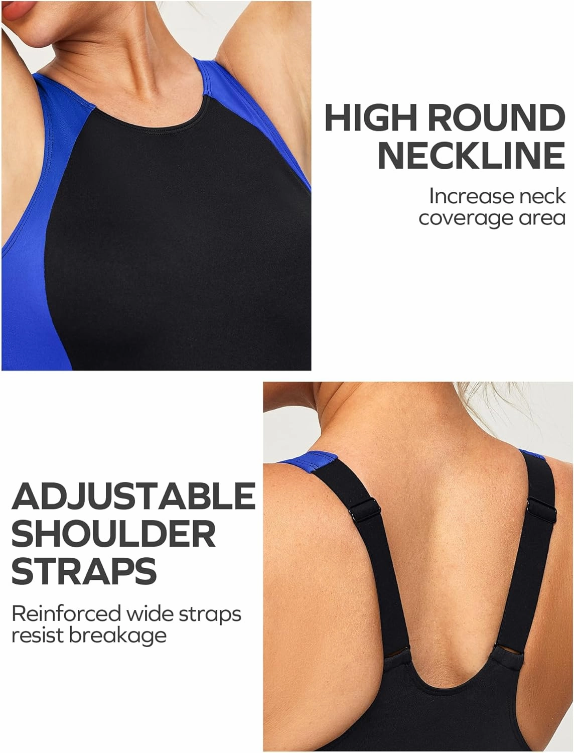 Ewedoos Athletic Swimsuit for Women Adjustable Strap One Piece Swimsuit Racerback Bathing Suit for Women Tummy Control