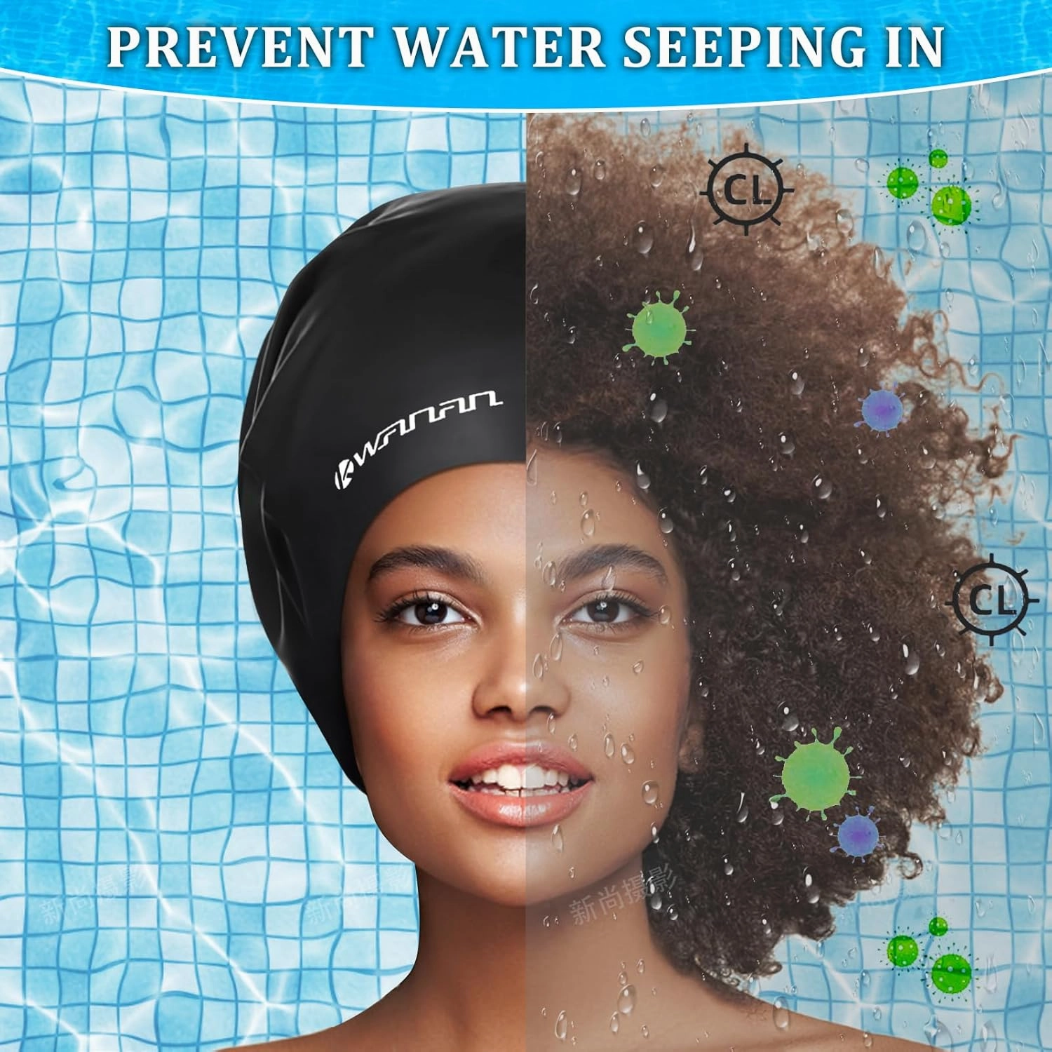 Extra Large Silicone Swim Cap for Long Hair and Protective StylesWaterproof Swimming Cap for Men and Women with Dreadlocks, Weaves, Extensions, Braids, Curls, and AfrosKeep Hair Dry