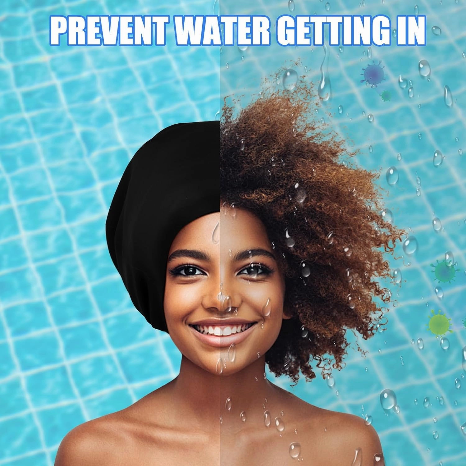 Extra Large Swim Cap - Swim Cap for Long Hair, Dreadlocks, Weaves, Hair Extensions, Braids, Curls & Afros - Silicone Swimming Cap for Women & Men, Keep Hair Dry