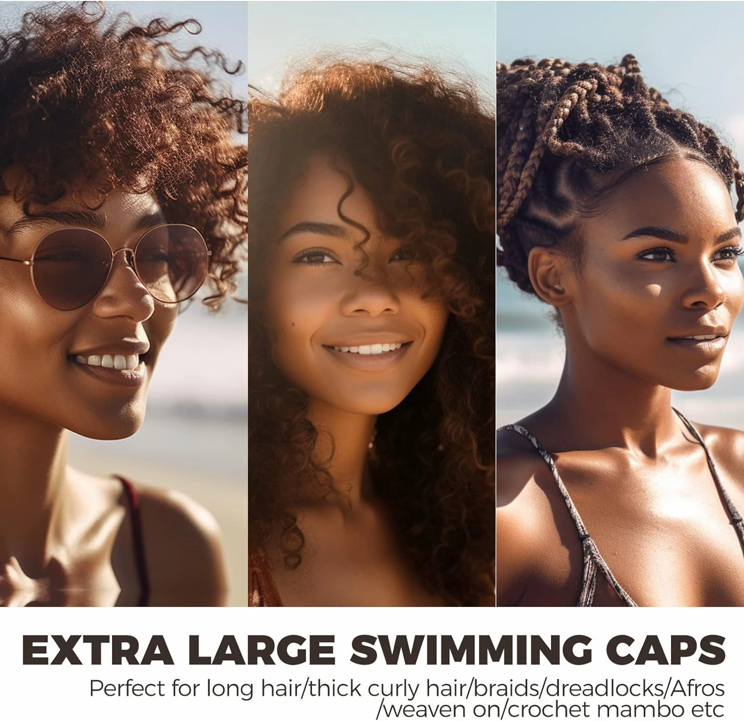 Extra Large Swim Cap - Swim Cap for Long Hair, Dreadlocks, Weaves, Hair Extensions, Braids, Curls & Afros - Silicone Swimming Cap for Women & Men, Keep Hair Dry