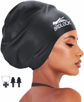 Extra Large Swim Cap for Braids and Dreadlocks Swimming Cap for Women Long Hair Braids Dreads Locs Thick Curly Hair Waterproof Silicone Swim Caps Keep Your Hair Dry