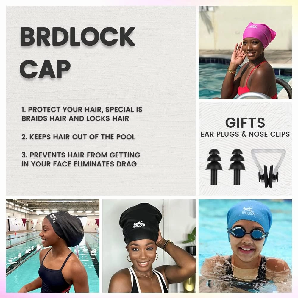 Extra Large Swim Cap for Braids and Dreadlocks Swimming Cap for Women Long Hair Braids Dreads Locs Thick Curly Hair Waterproof Silicone Swim Caps Keep Your Hair Dry