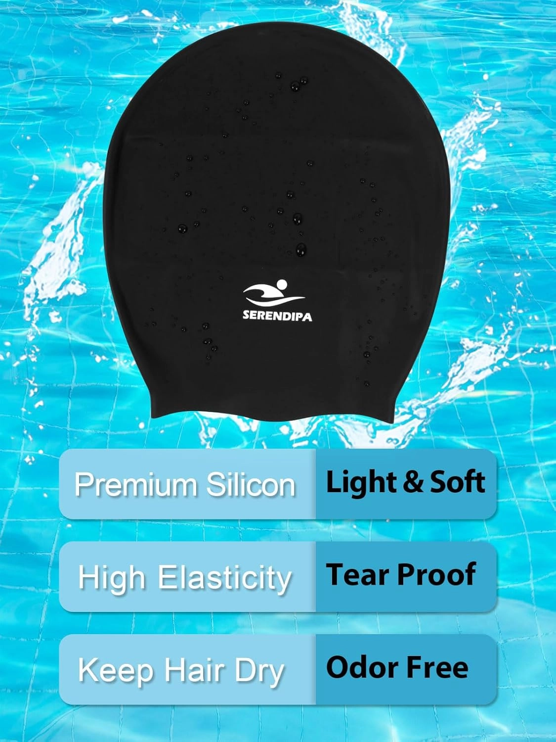 Extra Large Swim Cap for Long Hair, Dreadlocks, Weaves, Hair Extensions, Braids, Curls & Afros - Waterproof Silicone Swimming Cap for Women & Men, Comfortable for Pool, Beach & Training