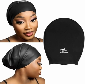 Extra Large Swim Cap for Long Hair, Dreadlocks, Weaves, Hair Extensions, Braids, Curls & Afros - Waterproof Silicone Swimming Cap for Women & Men, Comfortable for Pool, Beach & Training